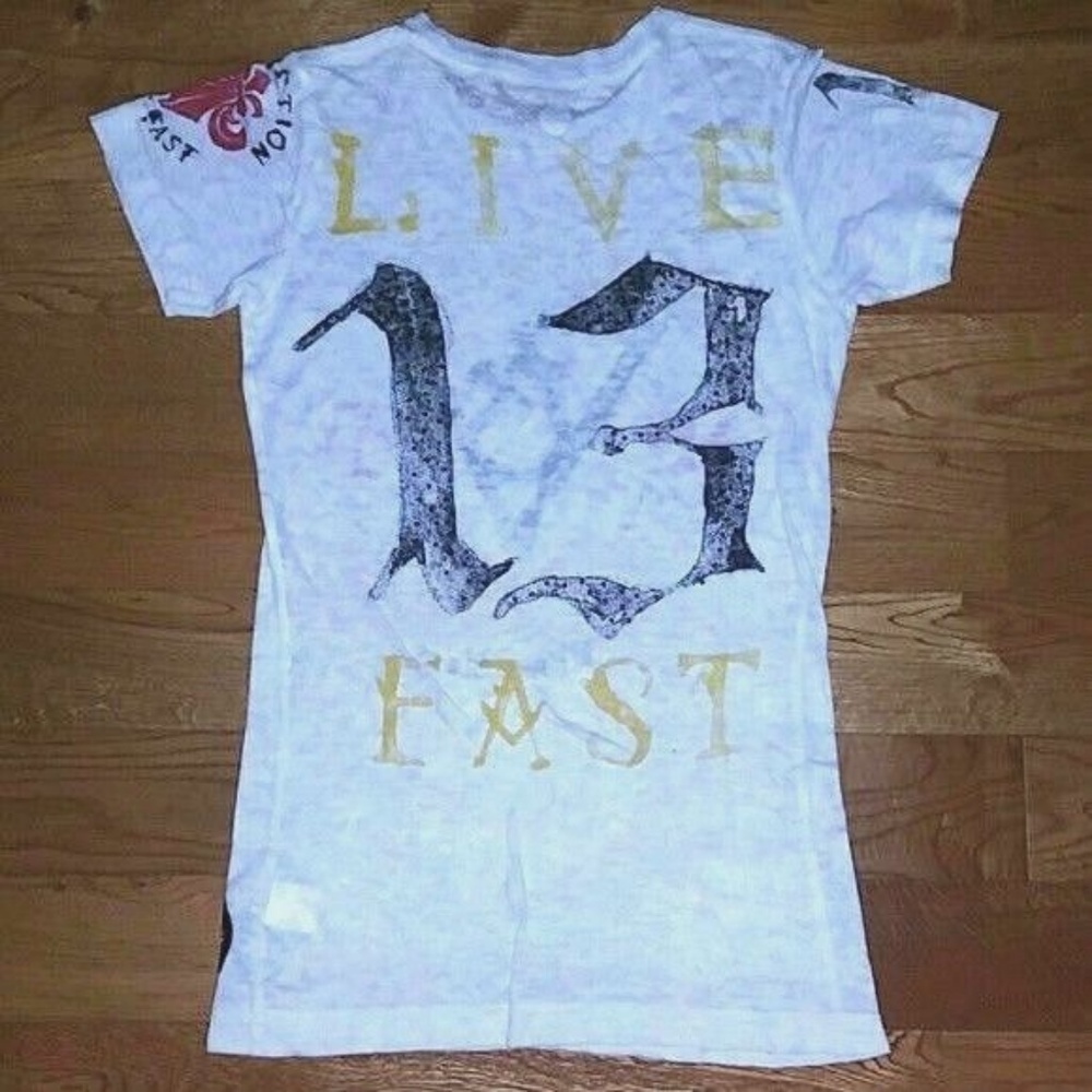 Affliction Live Fast Burnout Tee New - Picture 2 of 6